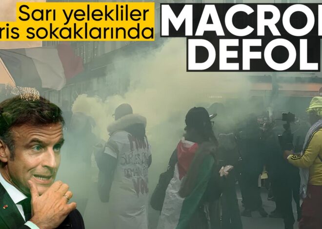 Fransa’da sarı yeleklilerin yürüyüşünde “Macron istifa” sloganları atıldı